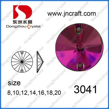 Dz-3041 Fuchsia Sew on Flat Back Stone for Sewing Garment